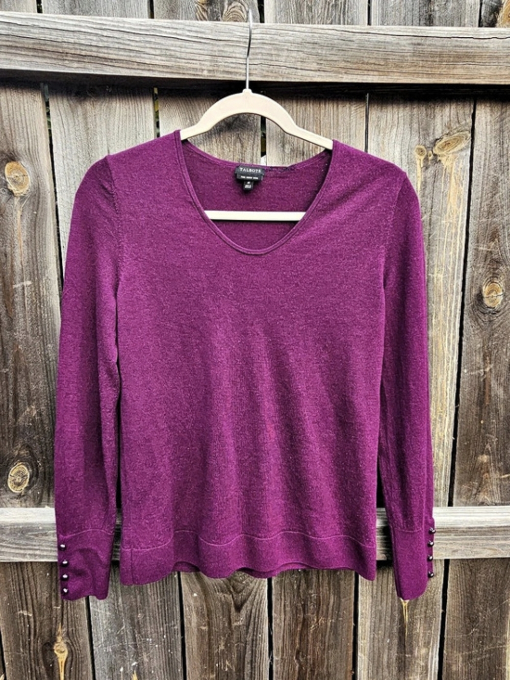 Talbots Pure Merino Wool Pullover Sweater Women's Medium V-neck Purple Luxe Soft